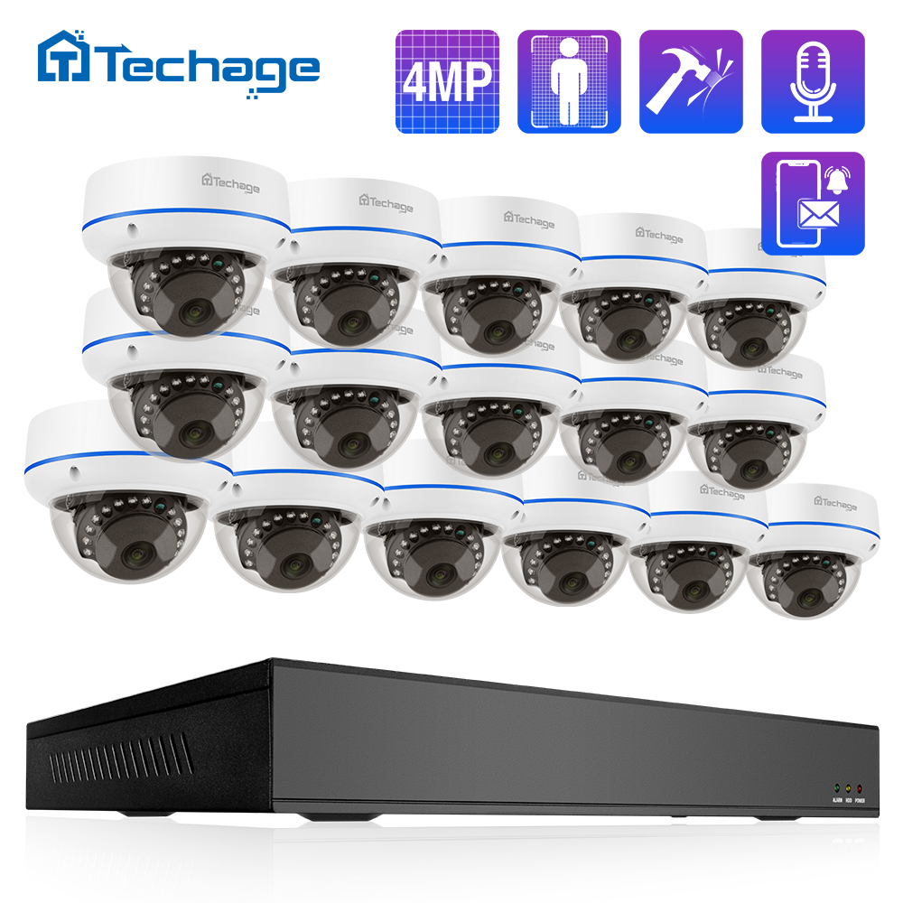 Home Security Camera System - Techage HD 4MP 16CH POE Surveillance