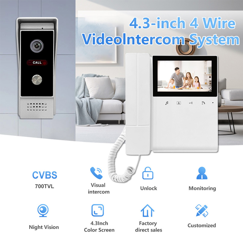 4.3Inch  TFT Monitor  4 Wired  - Peephole Camera Viewer ulasan dan harga