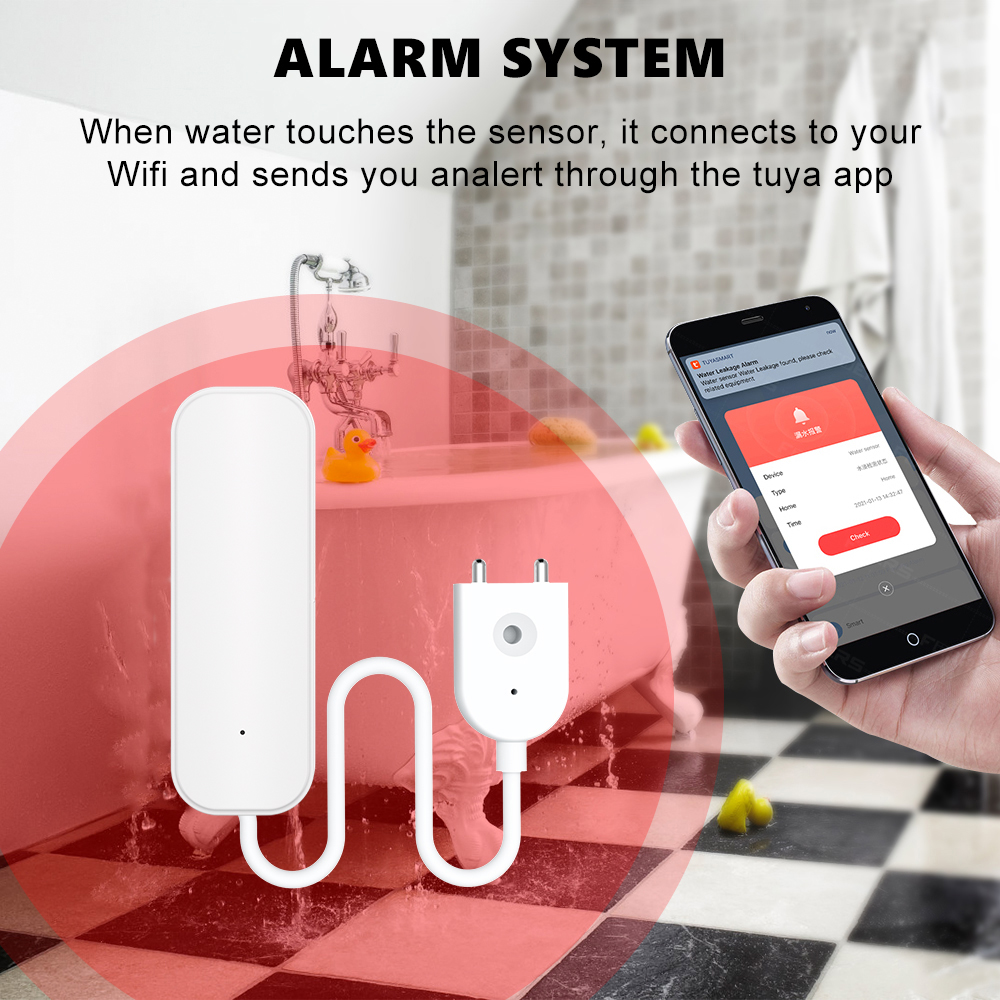 WiFi/Zigbee Water Sensor Tuya  - Home Security Services ulasan dan harga