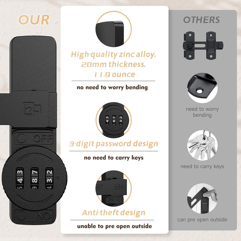 Security Barn Door Lock 3-Digi - Home Security Door Lock ulasan dan harga