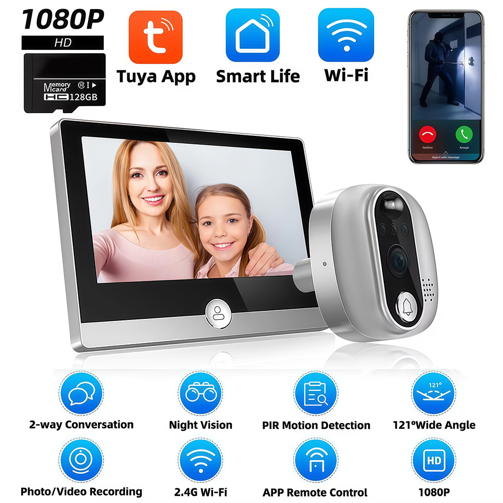 Tuya 1080P WiFi Door Bell Came - Peephole Camera Viewer ulasan dan harga