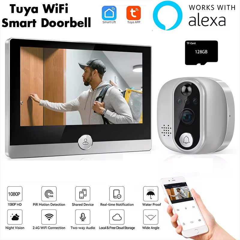 Tuya Video Doorbell 1080P WiFi - Peephole Camera Viewer ulasan dan harga