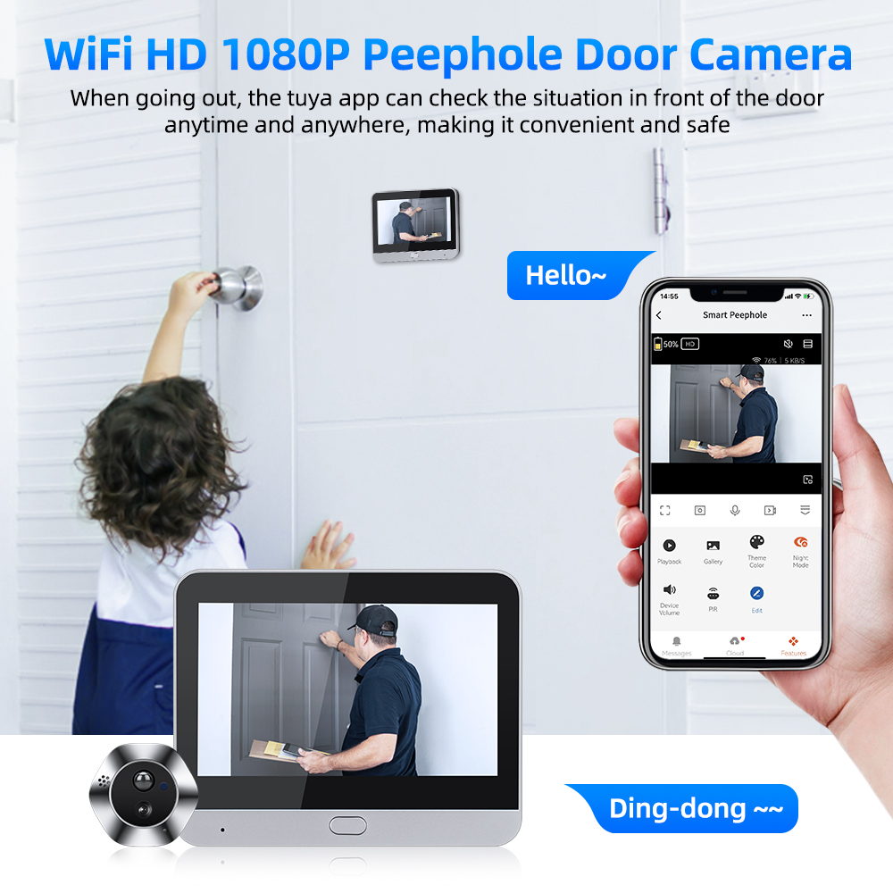 Goelely Tuya WIFI Peephole Doo - Peephole Camera Viewer ulasan dan harga