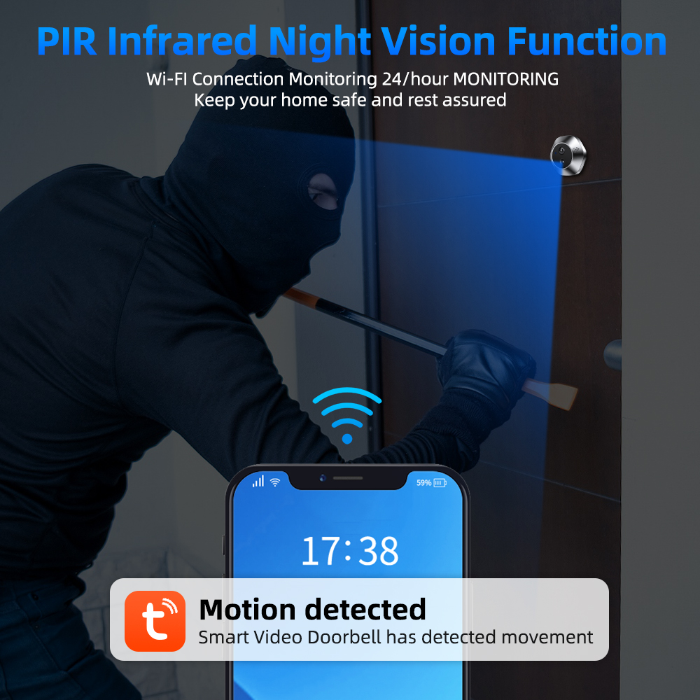 Goelely Tuya WIFI Peephole Doo - Peephole Camera Viewer ulasan dan harga