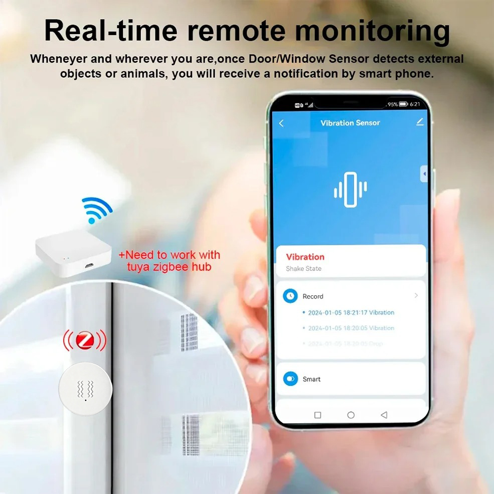 Tuya ZigBee Smart Vibration &  - Home Security Services ulasan dan harga