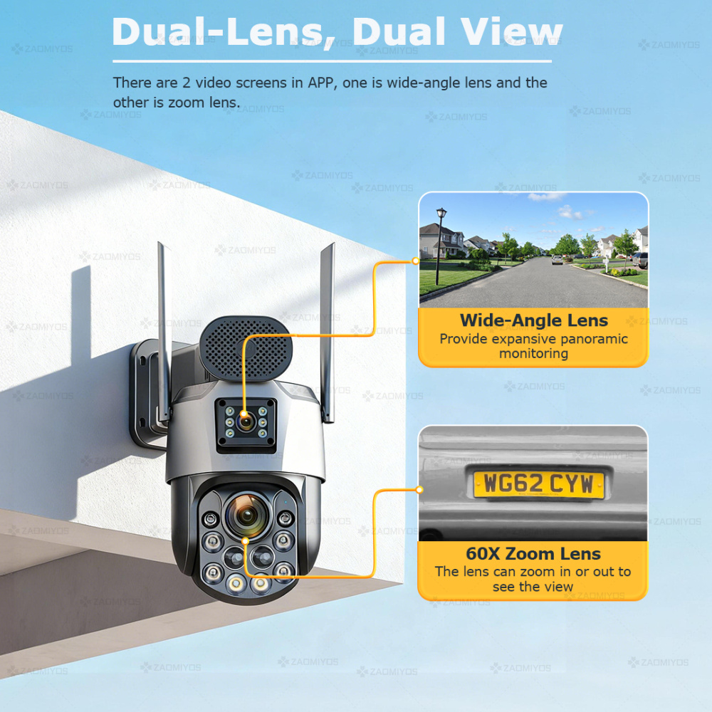 Dual Lens Home Outdoor Surveil - Home Security Brand ulasan dan harga